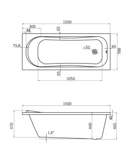 Santek Тенерифе 150х70 прямоугольная белая 1WH302213